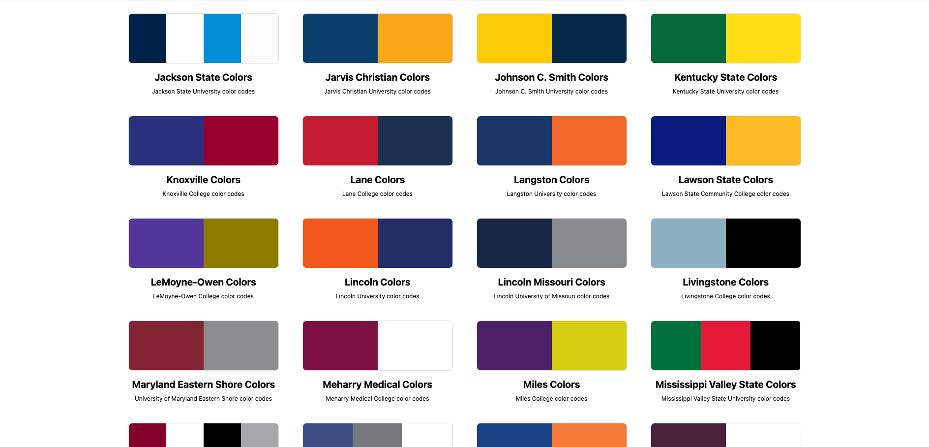 Find official color codes for HBCUs